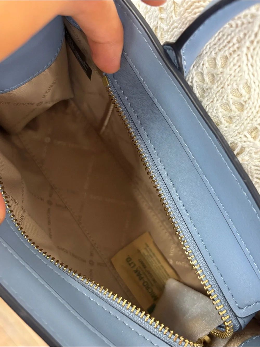 Michael Kors mini Monogram crossbody Chambray blue